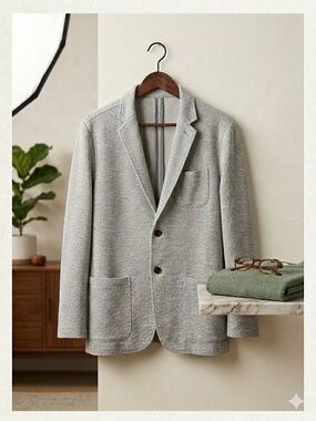 Faherty Inlet Knit Blazer Heather Gray Sport Coat Jacket-  with Patch Pockets